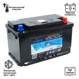 АКБ с подогревом LiFePO4 12 В. 105 А.ч. 700 А. (EN) Bluetooth,  314x175x190