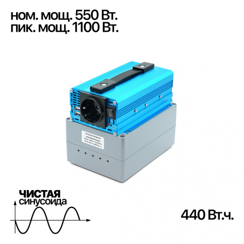 Портативная электростанция 12/220 В 550 Вт (1100 Вт) (чистый синус) фото 1