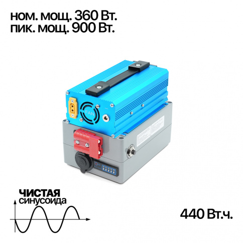 Портативная электростанция 12/220 В 360 Вт (900 Вт) (чистый синус) фото 1