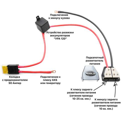 Комплект для подключения дополнительного (сервисного) аккумулятора в автомобиль фото 3